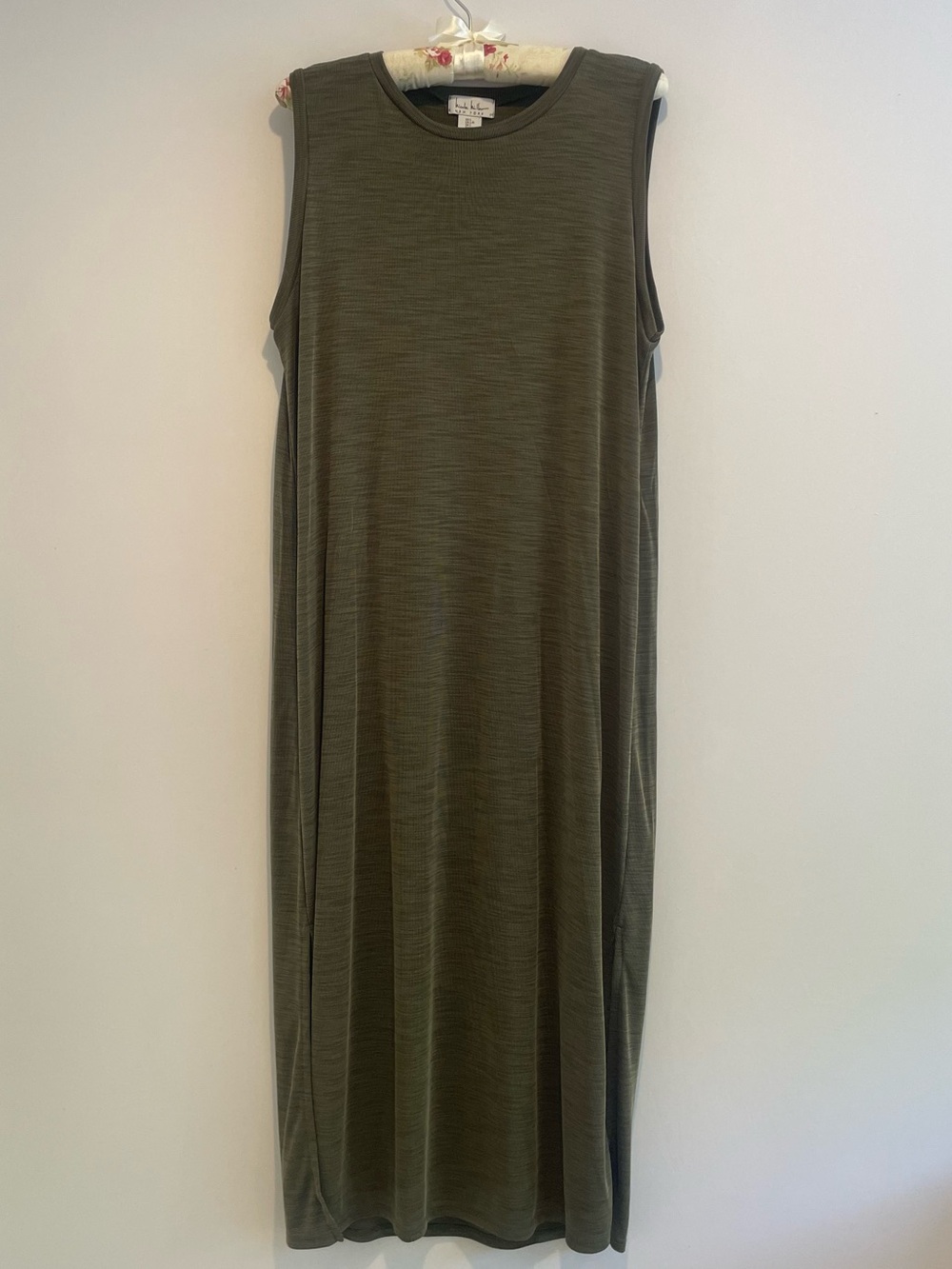 Nicole Miller Lightweight Olive Green Sleeveless Tank Dress EUC - size L